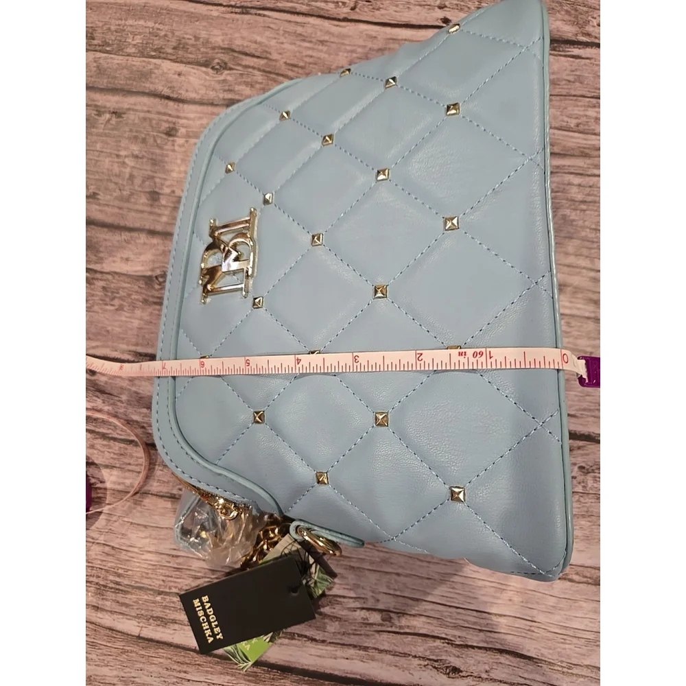 Badgley Mischka Crossbody Light Blue Quilted Gold Accents NWT MSRP 129.00 (150)